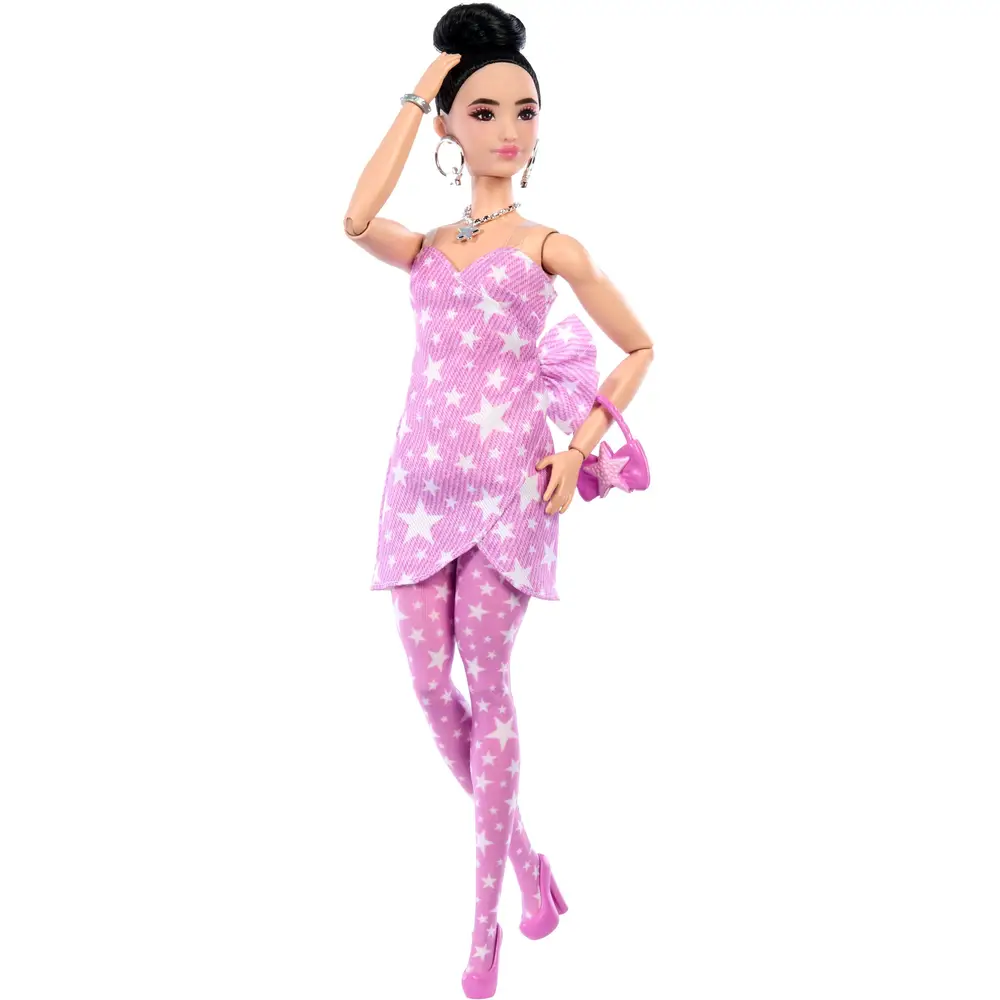 Barbie Modepuppe - Deluxe Style rosa Denim-Croptop und braune Haare
