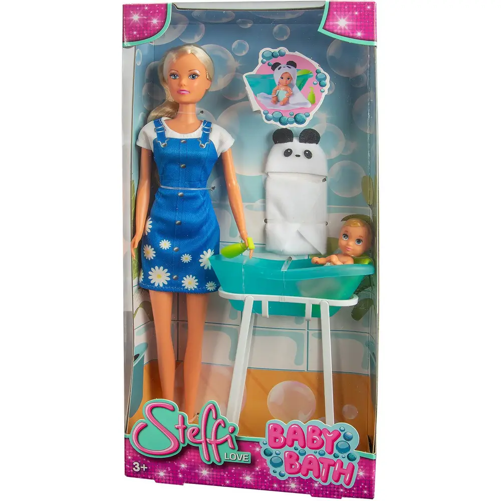 Simba Puppe Steffi Love Babybad mit Zubehör und Badespielzeug