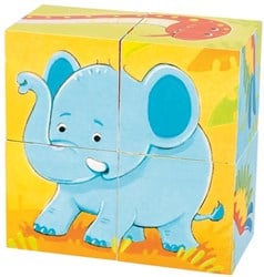 Goki Houten Blokpuzzel Wilde Dieren, 4st.