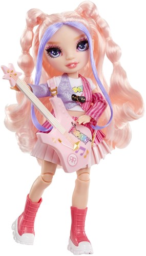 Rainbow High Jr High Modepuppe Bella rosa mit Gitarre und Stickern-2