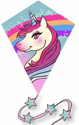 Knoop Kites Drachen Diamant Einhorn 65x55cm mit Schwanz