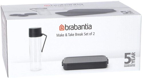 Brabantia Brotdose und Trinkflasche Set - Kunststoff - dunkelgrau - wiederverwendbar