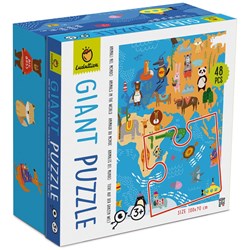 Ludattica Puzzle Tierwelt Landkarte - Lernspielzeug 48 Teile