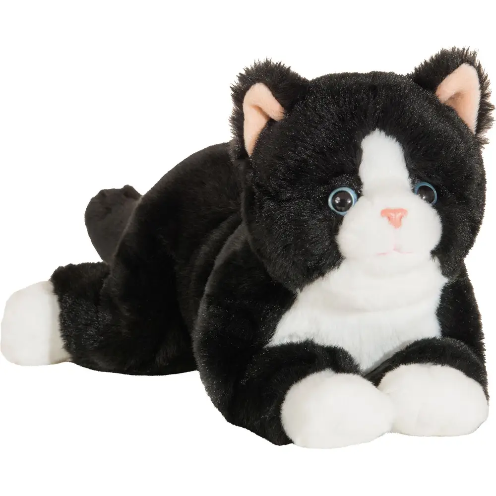 Hermann Teddy Kuscheltier Katze Plüsch schwarz weiß 30 cm Premium Qualität