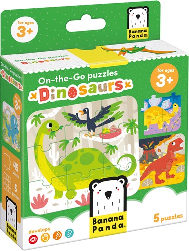 Banana Panda On-the-Go Puzzle Dinosaurier 3+ - FÜNF Puzzles mit 9 Teilen - Lustiges Dino-Puzzle-Spielzeug