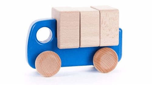 Bajo Holz-LKW mit Bausteinen - pädagogisches Spielzeug für Kinder