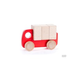 Bajo Holz-LKW mit Bausteinen - pädagogisches Spielzeug rot