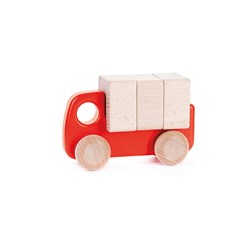 Bajo Holz-LKW mit Bausteinen - nachhaltiges Spielzeug gelb