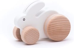 Bajo Holz-Ziehfigur Kleiner Hase, Weiß