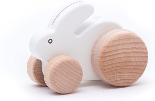 Bajo Holz-Ziehfigur Kleiner Hase, Weiß