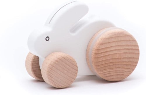 Bajo Holz Ziehspielzeug Hase - nachhaltiges Spielzeug weiß