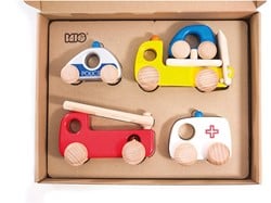 Bajo Holz Einsatzfahrzeuge Set Spielzeug