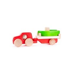 Bajo Holz 4WD Auto Spielzeug mit Anhänger und Boot - Koralle