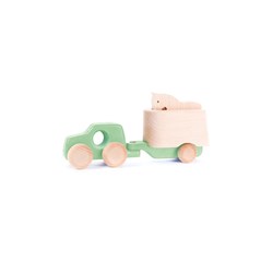 Bajo Holzspielzeugauto 4x4 mit Anhänger und Pferd - Mint Farbe