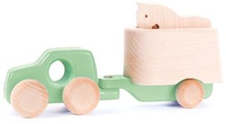 Bajo Holzspielzeugauto 4x4 mit Anhänger und Pferd - Mint Farbe