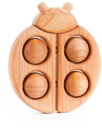 Bajo Holz Rassel Marienkäfer Babyspielzeug - natur