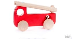 Auto Holzauto Spielzeugauto Feuerwehr Feuerwehrauto mit Glocke 15 cm