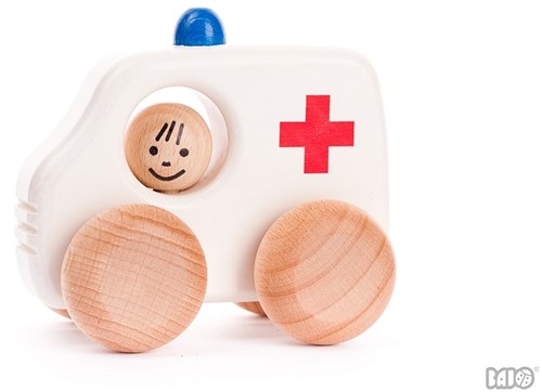 Auto Holzauto Spielzeugauto Ambulanz Notarzt Krankenwagen 10 cm