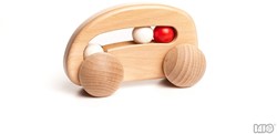 Aufziehauto Holzauto Auto Holzspielzeug mit Perlen in natur