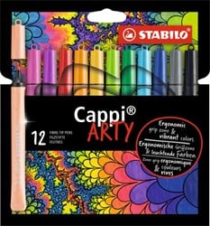Filzstift mit Kappenring - STABILO Cappi - ARTY - 12er Pack - mit 12 verschiedenen Farben