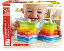 Hape Regenbogen Stapelformen Holzspielzeug - 19-teiliges Lernspielzeug