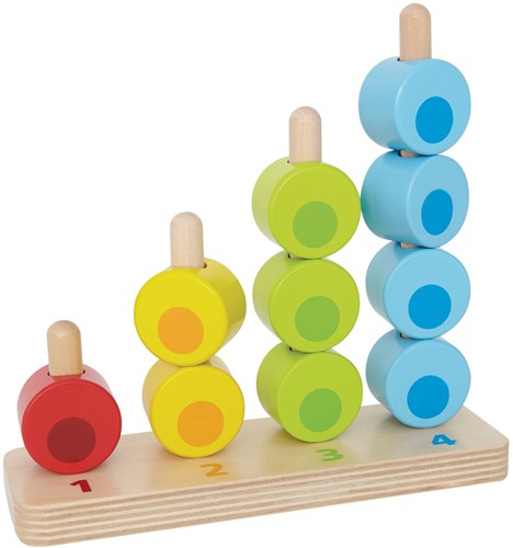 Hape E0504 E0504-Zähl-und Steckspiel, Lernspielzeug, ab 12 Monaten, Mehrfarbig