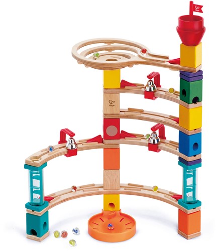 Hape E6019 - Aus der Burg entkommen, Quadrilla Kugelbahn, Konstruktionsspielzeug, mit Karussell und Glocken, 102 teilig, aus Holz, ab 4 Jahren, mehrfarbig-3