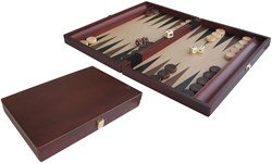 HOT Games Backgammonkoffer aus braunem Holz 35x23 cm mit HOT Steinen