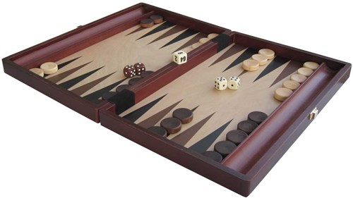 HOT Games Backgammonkoffer aus braunem Holz 35x23 cm mit HOT Steinen-2