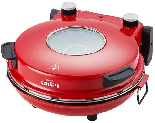 Schäfer Pizzaofen elektrische Steinofen 32 cm rot mit Zubehör