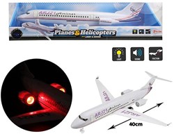 Toi-Toys Passagierflugzeug Friktion weiß mit Licht und Sound 40 cm Spielzeug