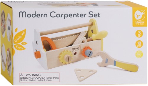 Classic World Holz Werkzeugkasten Spielzeug Set für Kinder 18-teilig