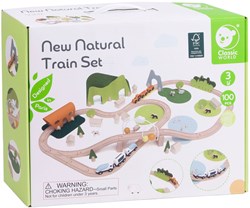 Classic World Holzeisenbahn Natur - 100-teiliges Spielzeugset