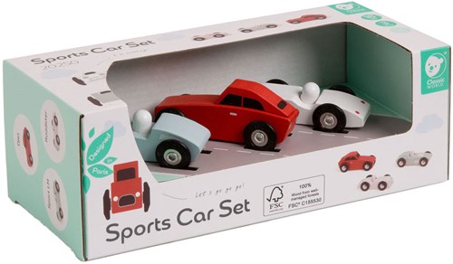 Classic World Holz Spielzeug Sportwagen Set - 3 Stück - FSC Holz