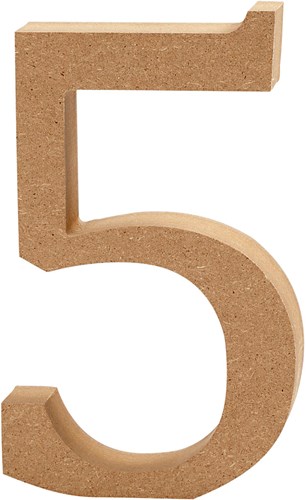 Creativ Company Holz Zahl 5 MDF Dekoration 13cm braun