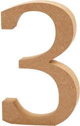 Creativ Company Holz Zahl 3 MDF Dekoration 8cm braun