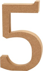 Creativ Company Holz Zahl Dekoration 5 MDF 8cm braun