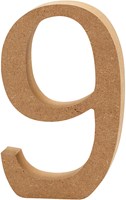 Creativ Company Holz Zahl 9 Dekoration MDF 8cm braun