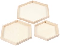Creativ Company Holztabletts Hexagon Set 3 Stück 21-31 cm Dekoration-3