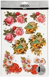 Creativ Company 3D Bastelbögen Blumen und Vögel 21x30 cm 4 Stück