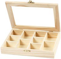 Creativ Company Holzkiste mit Glasdeckel und 10 Fächern zur Aufbewahrung-2