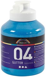 Creativ Company Acrylfarbe Glitter Blau 500ml für Kinder Malen Basteln