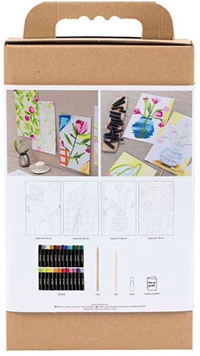 Creativ Company Hobbyset Ölpastell Blumen 24 Farben kreatives Zeichnen-3