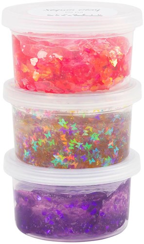Creativ Company Modelliermasse Sequin Clay lila rosa 3x60g Basteln-2