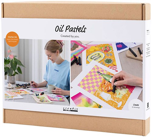 Creativ Company Hobbyset Ölpastell Blumen 24 Farben Starterset Zeichnen-3