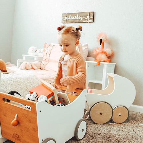 Kinderfeets 2-in-1 Spielzeugkiste aus Holz weiß-3