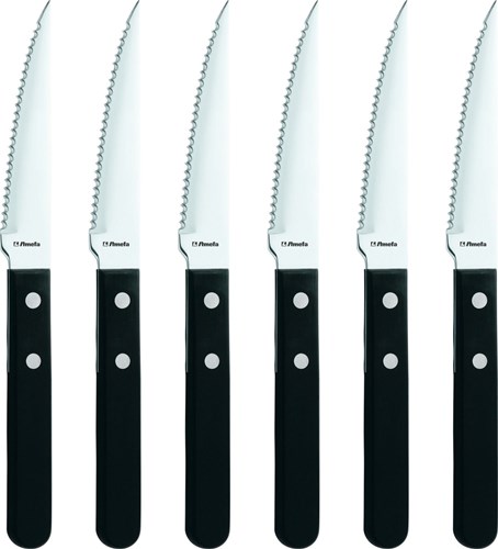Amefa Steakmesser Set schwarz - 6 Stück - Edelstahl - Pizza Messer