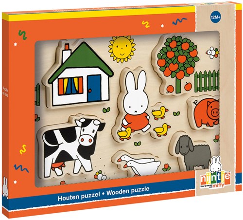 Bambolino Toys Holzpuzzle Miffy Bauernhof Lernspielzeug für Kleinkinder