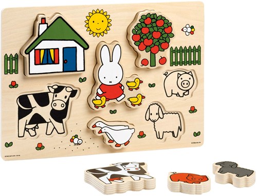 Bambolino Toys Holzpuzzle Miffy Bauernhof Lernspielzeug für Kleinkinder-3