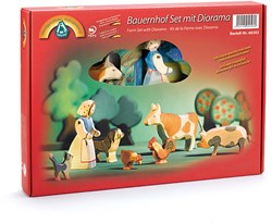 Ostheimer Bauernhof Spielzeugset mit Diorama 8-teilig Holzspielset